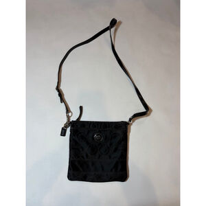 Coach Black Signature C Crossbody Bag Patent Leather Trim Zip Top Small